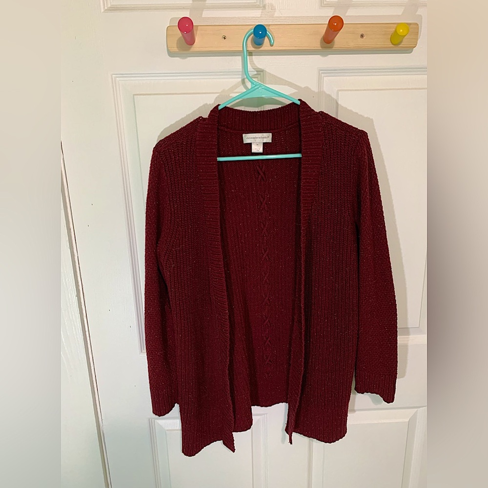 Christopher & Banks Maroon Red Knit Cardigan